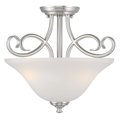 Westinghouse Fixture Ceiling SemiFlush-Mount 60W 2Lght Dunmore 15In Brsh Nkl Frost Glass 6573800